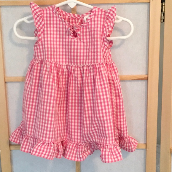 2 Baby Gap Infant Dresses Crisp Cotton Sleeveless Pink Blue - Picture 3 of 12